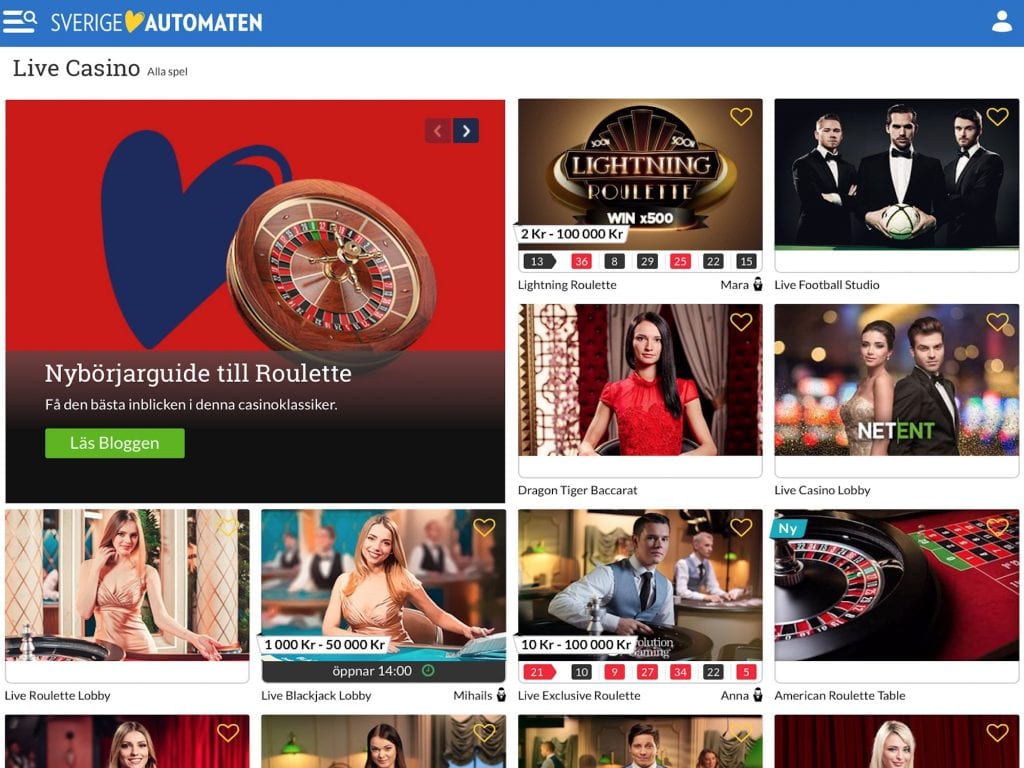 SverigeAutomaten live casino
